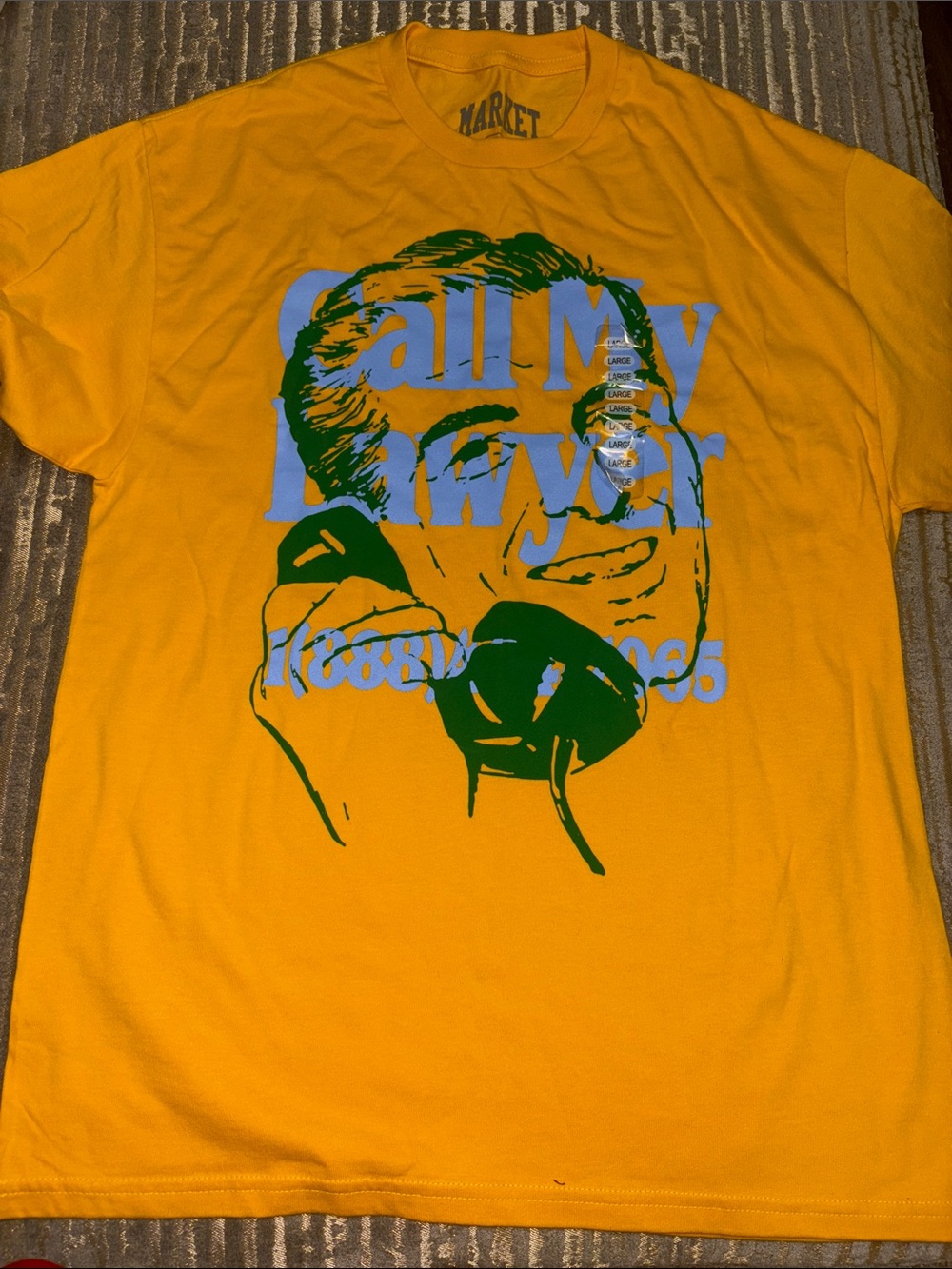 Arket Yellow Graphic Tee with Blue & Green Print